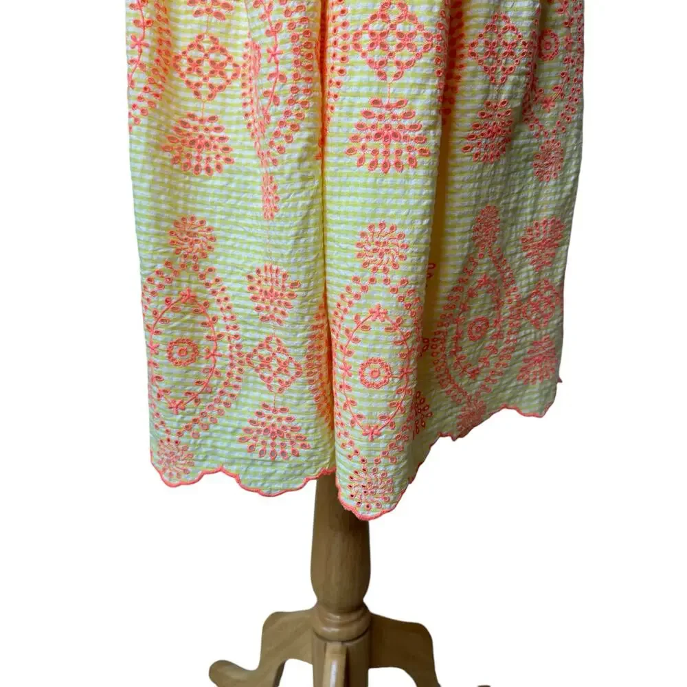 LILLY PULITZER Sarafina Short Sleeve Dress Calla Yellow Gingham Seersucker ISL 8